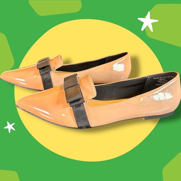 NWOT ASOS DESIGN ‘Wide Fit Luan Bow Pointed Ballet Flats’ in “Beige Patent” 10W - Picture 12 of 16
